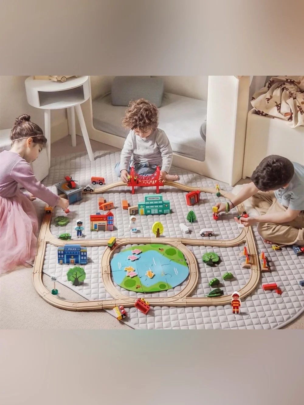 Wooden Train and City Set